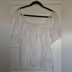 Philosophy White Floral Blouse Size Large